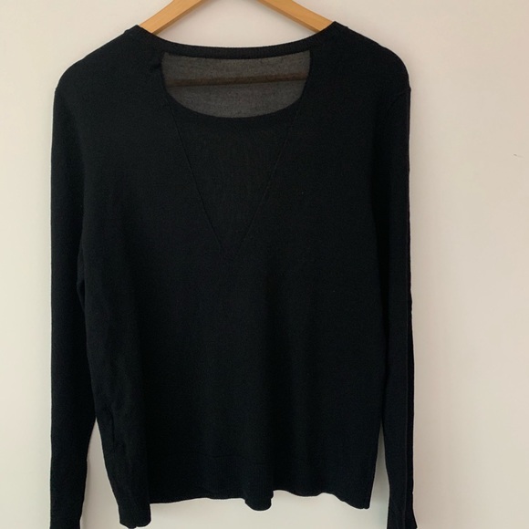Bar III Mesh V Neck Panel Long Sleeve Sweater - Picture 6 of 6